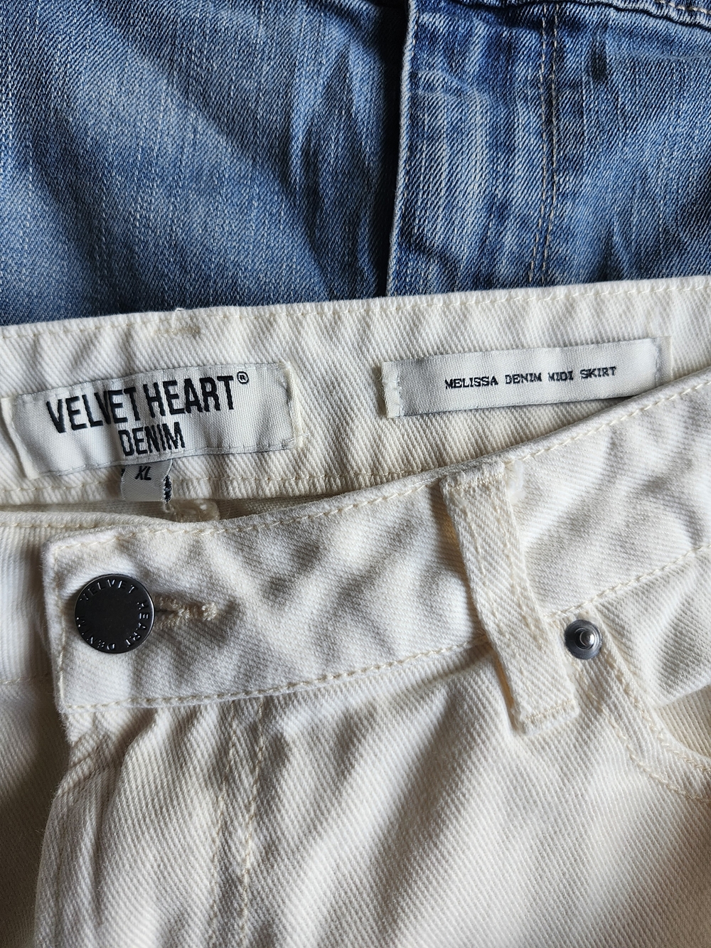 Velvet Heart White Denim Midi Skirt - Picture 9 of 9